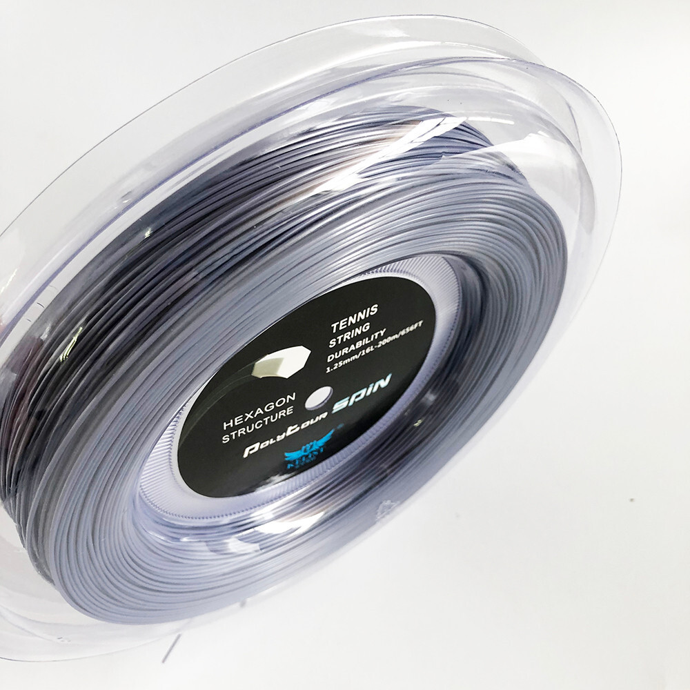 Hexagon Polyester Tennis Racket String Reel Gray Color