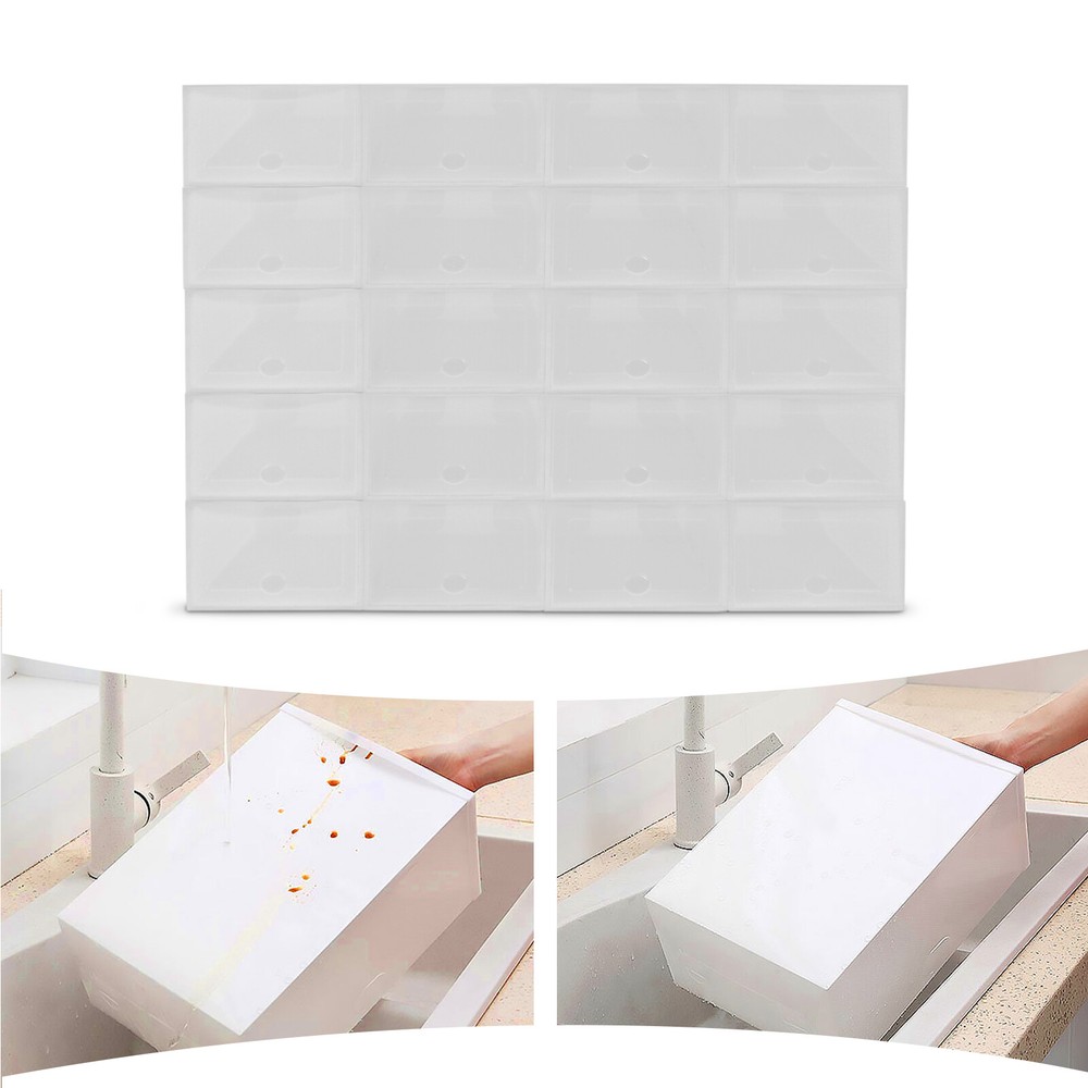 Stackable Shoe Storage Box Durable Plastic Sneaker Display Case Organizer 20pcs