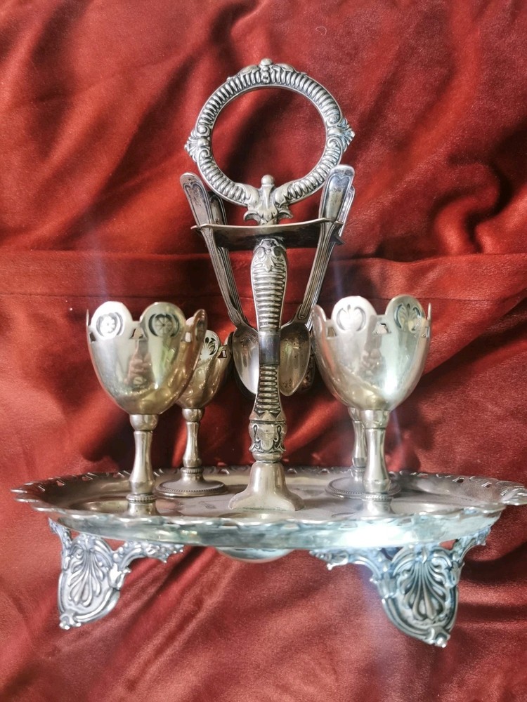 Antique Silver-Plated Victorian Egg Server. A B & Co. Excellent.