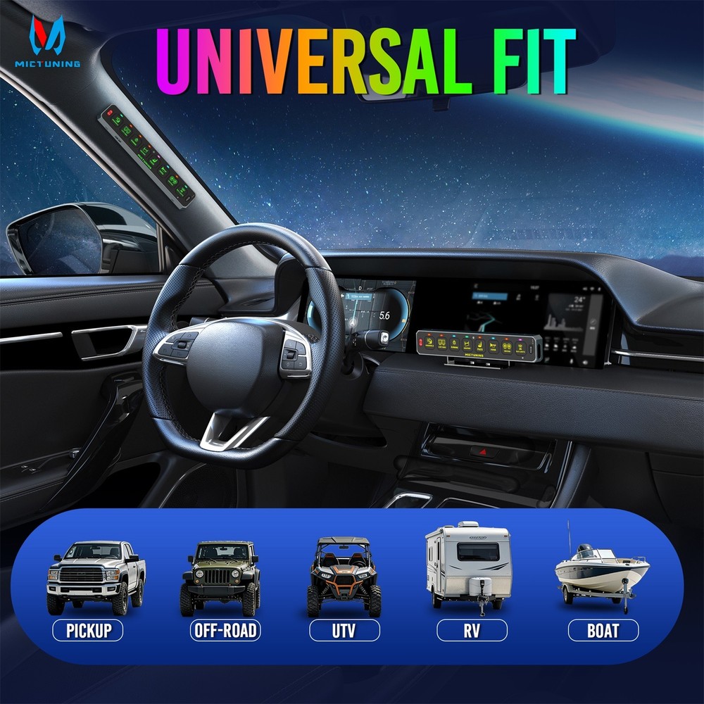 8 Gang Wireless LED Switch Panel Toggle Flash Remote Control for Boat & Vehicles