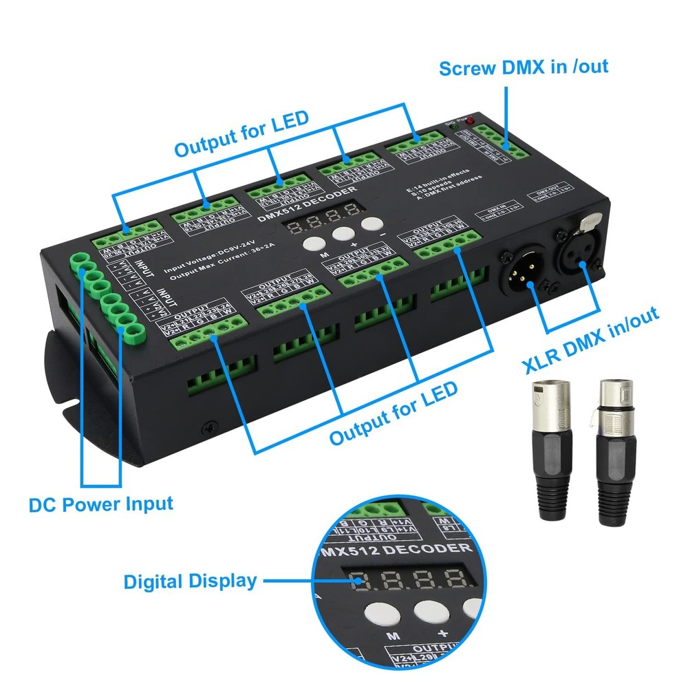 DMX 512 LED Decoder Controller for RGB Tape Strip Light Dimmer Driver (36 Cha...