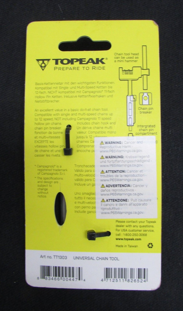 TOPEAK UNIVERSAL CHAIN TOOL, 6 FUNCTION TOOL, # TT1303
