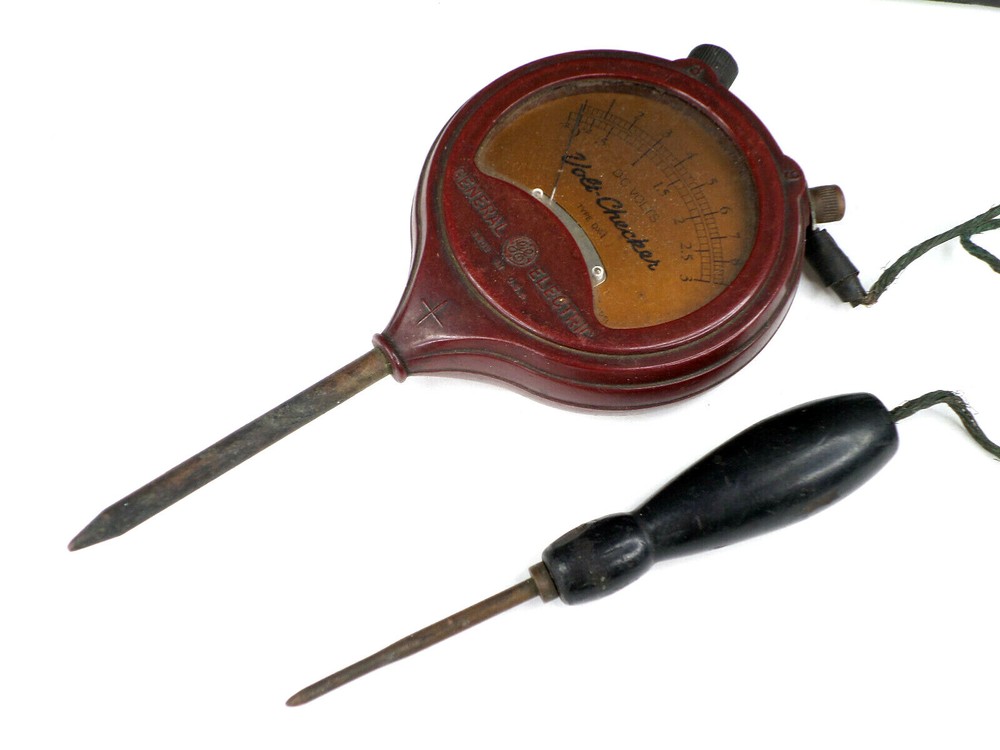 GE Volt Checker Type DX-1 (9V RANGE NOT WORKING) RARE Voltmeter Dk Red Bakelite
