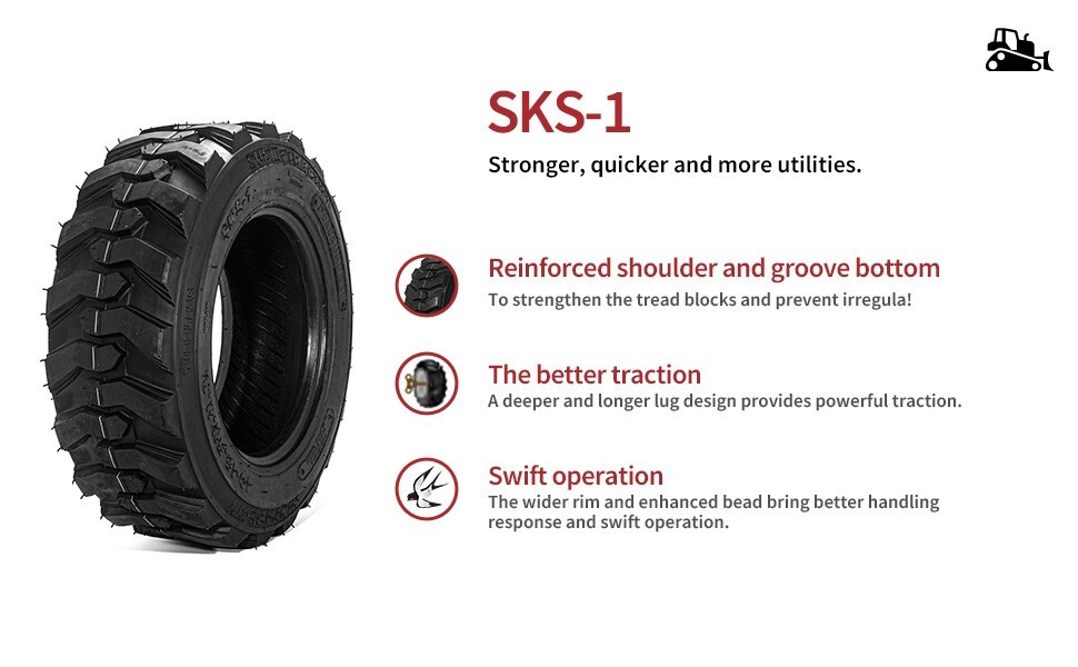 Set 4 10x16.5 12 Ply Skid Steer Tires 10-16.5 for Bobcat 10 16.5 Heavy Duty