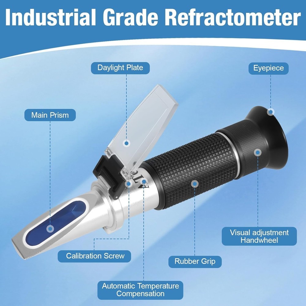 Brix Refractometer with ATC Dual Scale Specific Gravity Hydrometer for Wine Maki