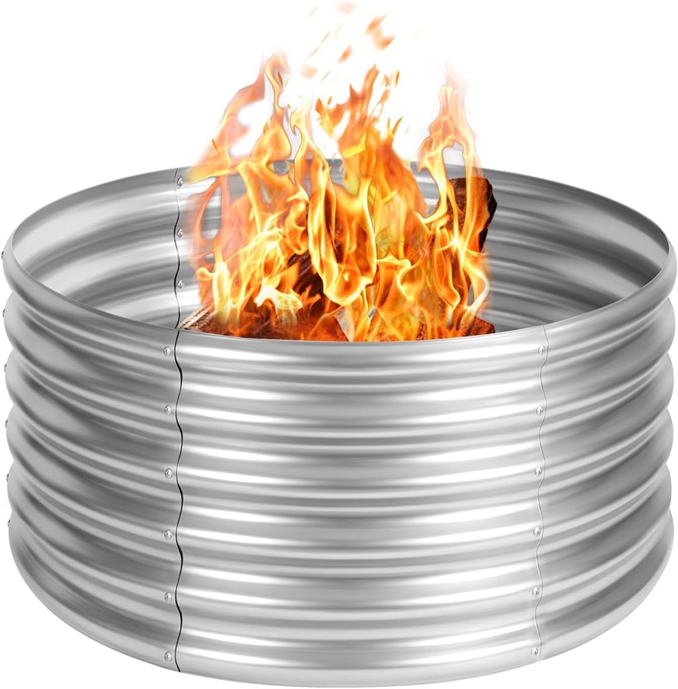48 inch Fire Pit Ring 4FT Galvanized Fire Ring Wood Burning Fire Pits Ring