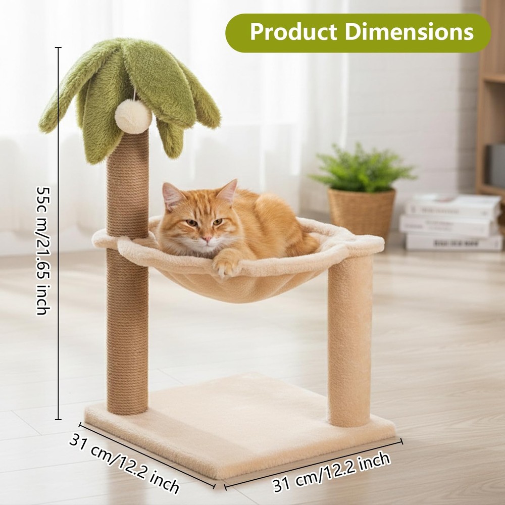 Kitten Tree with Plush Perch, Soft Hammock,and Rope Scratching Posts, Stable ...