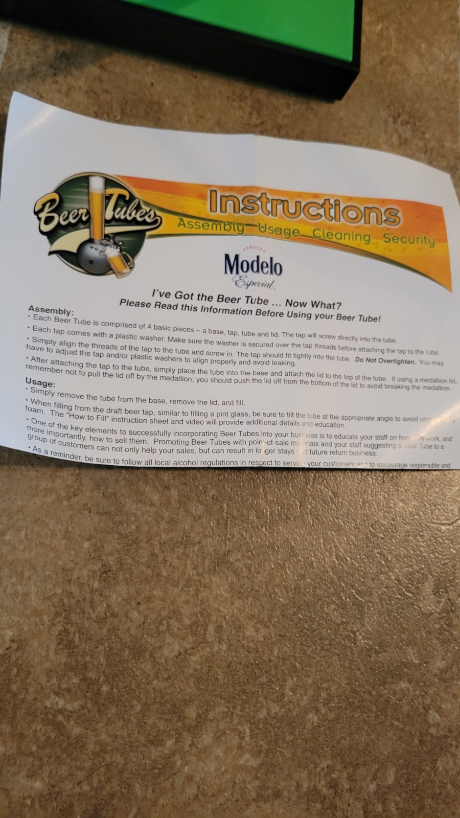 Modelo Beer Tube Drink Beverage Dispenser 128 Ounces NFL Helmet Bar Tabletop