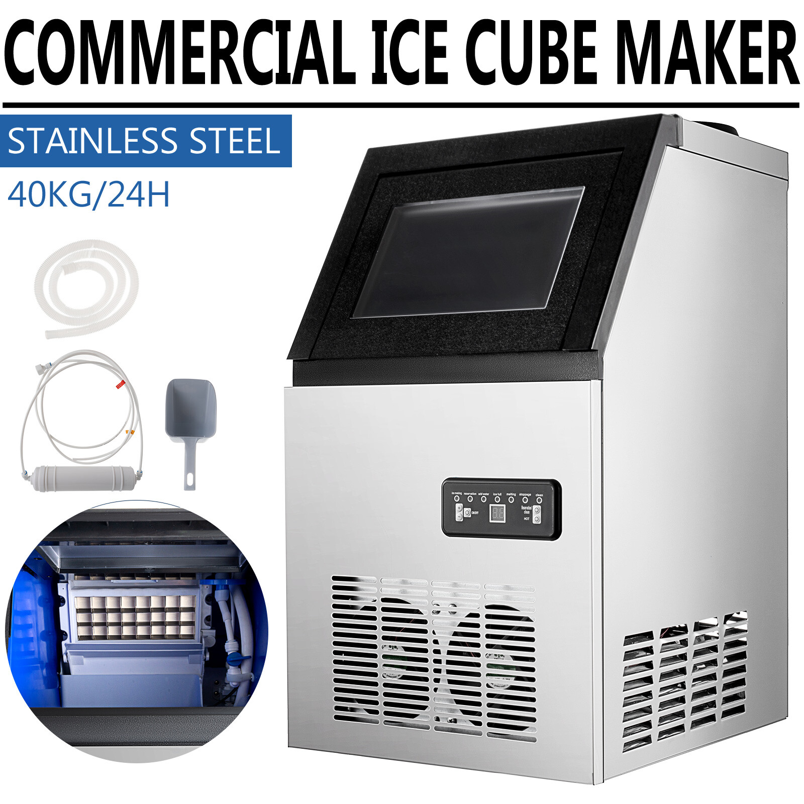 150LB Built-In Commercial Ice Maker Stainless Undercounter Ice Cube Machine