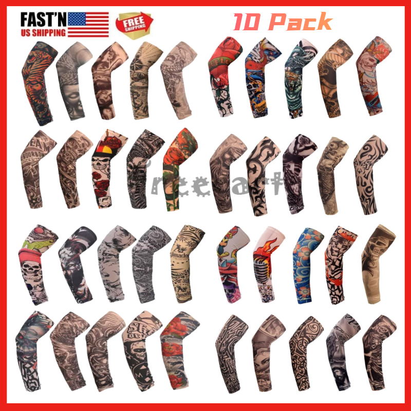 10PCS Tattoo Cooling Arm Sleeves Cover UV Sun Protection Outdoor Sport Men Women