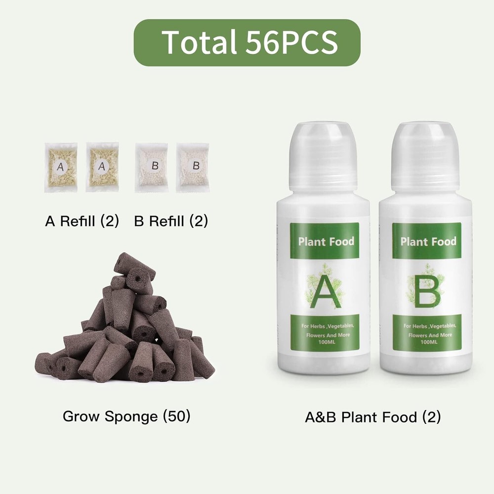 50 pcs Square Grow Sponges Seed Starter Pod Kit Hydroponics A&B Solid Nutrient