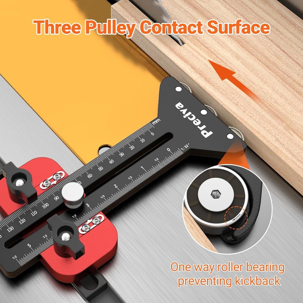 Thin Rip Table Saw Jig - 3 Pulleys Thin Rip Jig for Making Repetitive