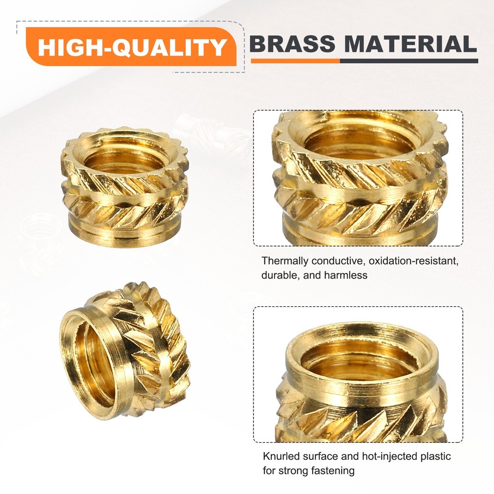 30Set M6 Heat Threaded Inserts 8mm OD, 5mm Height, Brass Nut