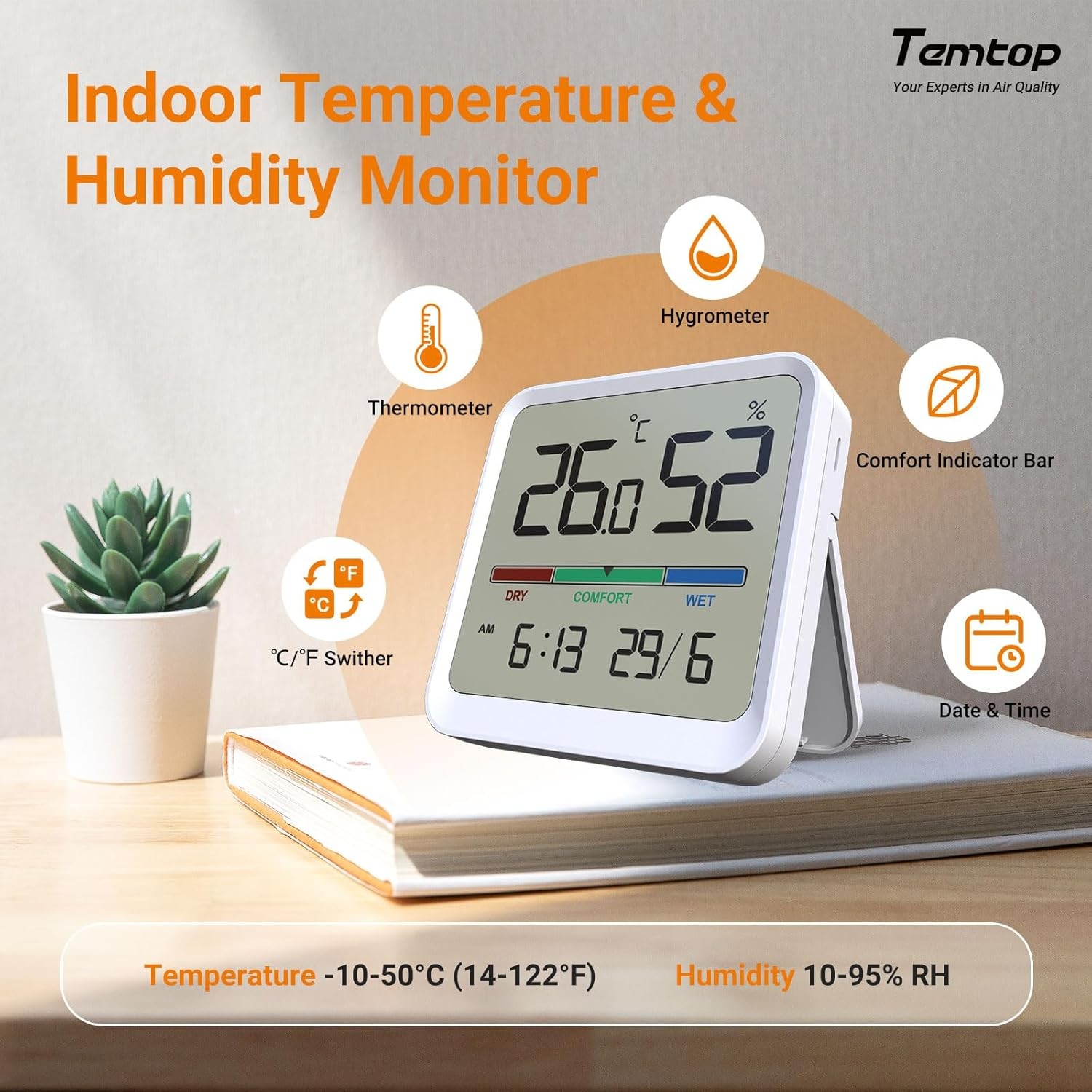 Temtop Thermometer Indoor Digital Hygrometer Temperature Humidity Meter Home