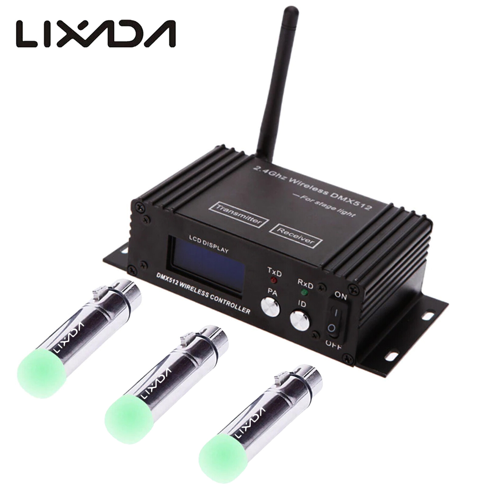 2.4G ISM Wireless DMX512 Stage Light Receiver Transmitter Repeater Kits O4R1