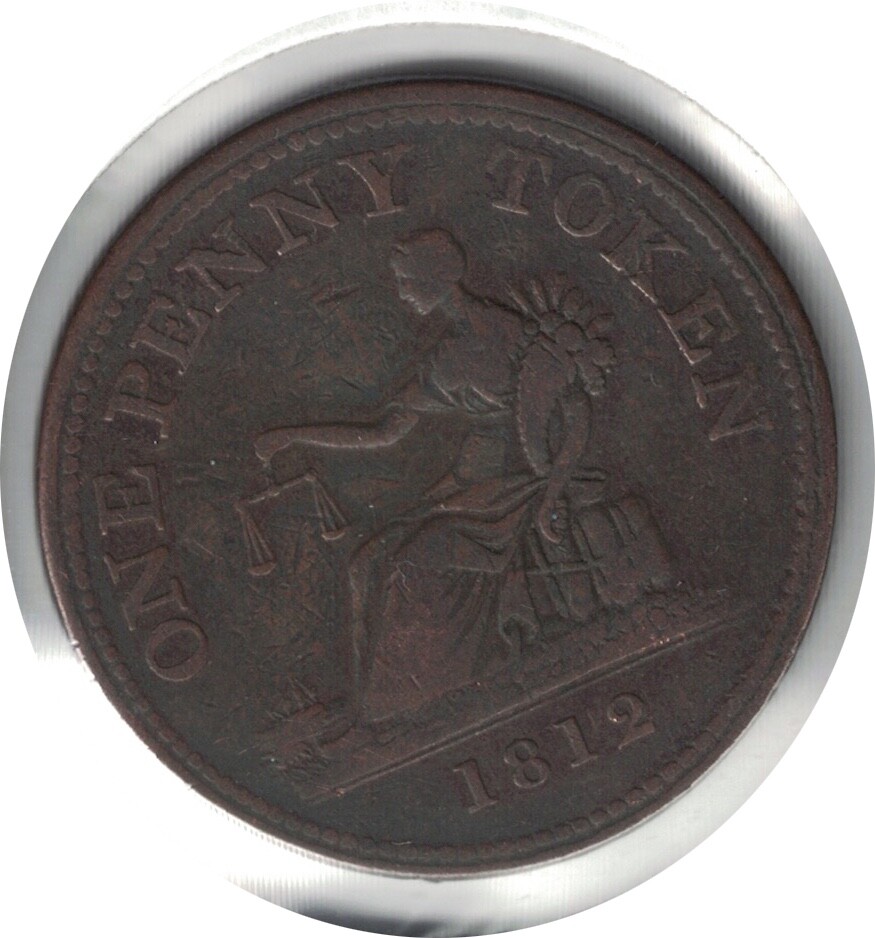 1812 1 ONE PENNY TOKEN LOWER CANADA.