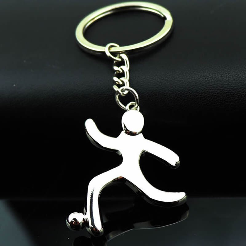 zinc alloy creative soccer player keychain