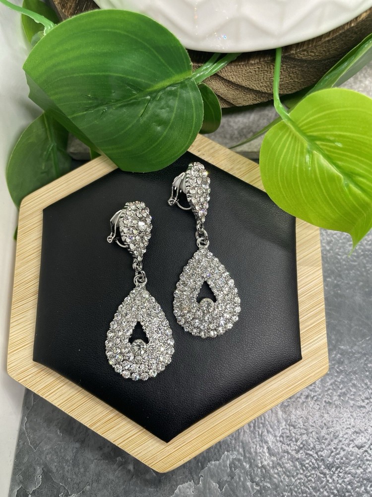 2” Earring Set Clip-On Silver-tone Boho Dangle Drop New Free Ship B4866