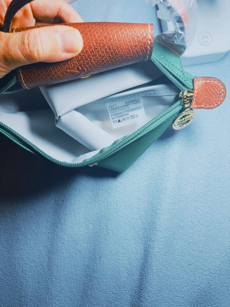 Longchamp Le Pliage Original Mini Pouch With Handle No Strap sage color
