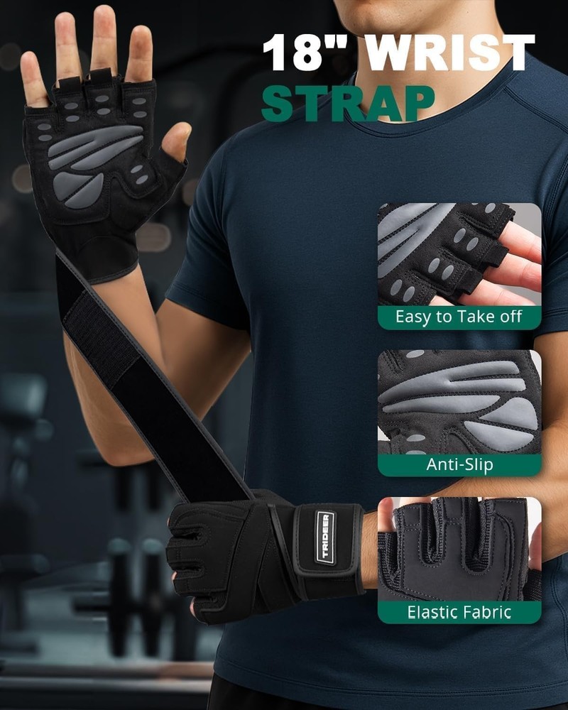 TRIDEER FINGERLESS WORKOUT GLOVES LARGE L NEW