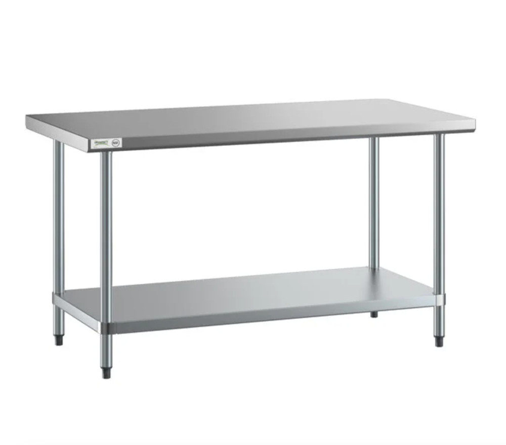 30x60 Stainless Steel Work Prep Table w/ Undershelf Backsplash NSF Mesa Acero