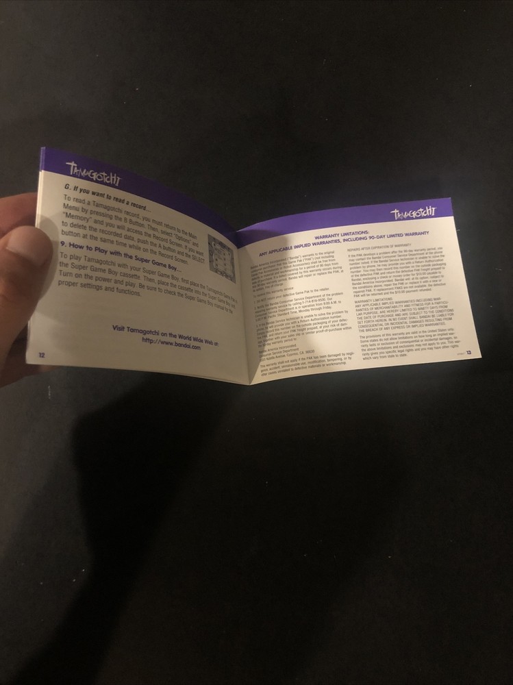 tamagotchi gameboy manual