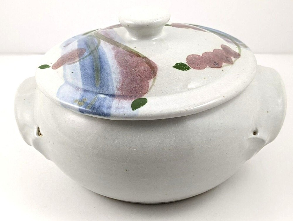 Hand Crafted Glazed Pottery Covered Casserole Serving Dish