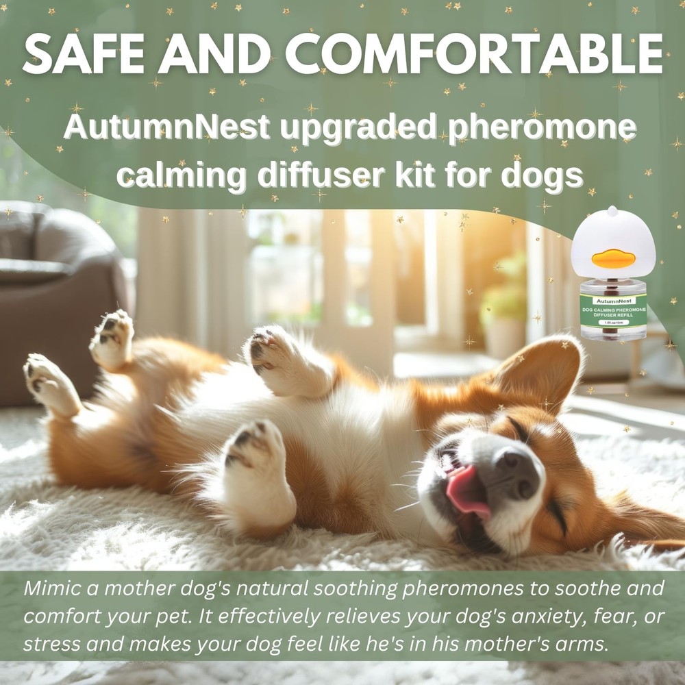 Dog Pheromone Calming Diffuser Kit, Pet Diffuser Kit (2 Plug-in + 4 Packs 48m...