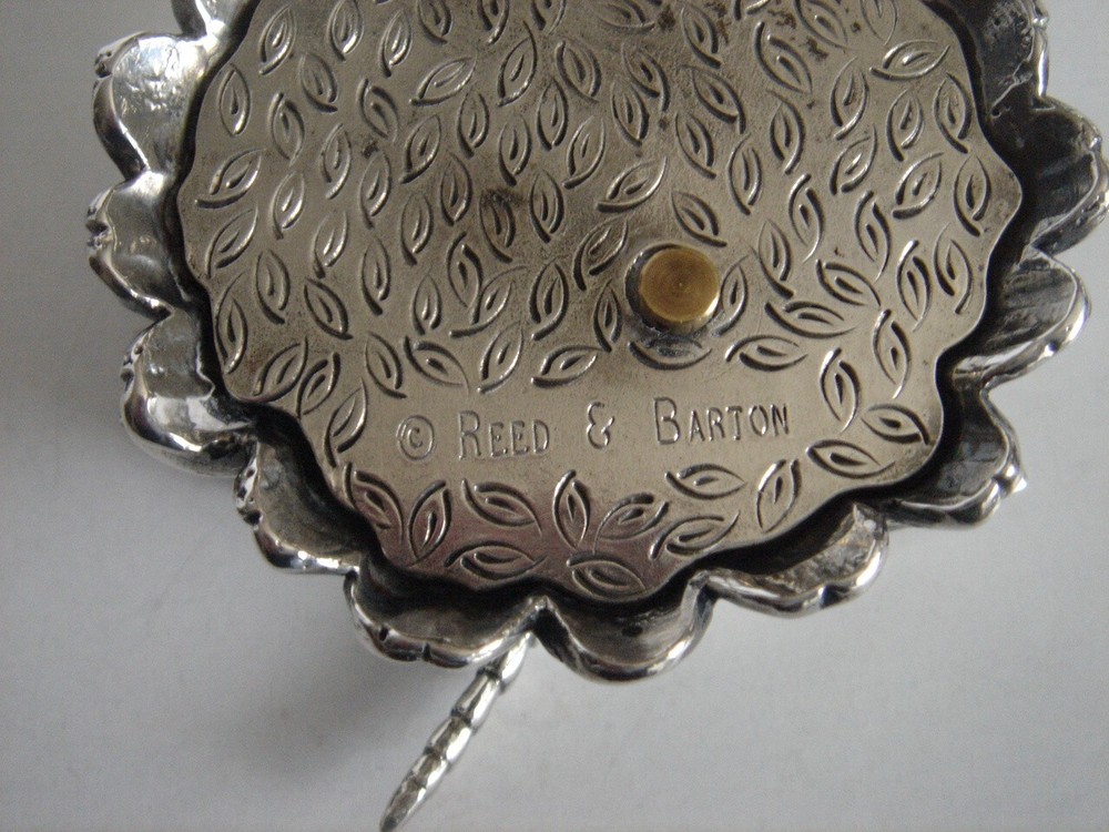 Reed & Barton Silver Plated Dragonfly w/Lady Bug Music Box Non-Working Order