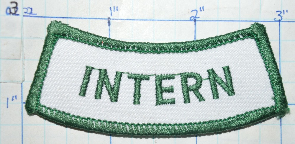 INTERN GREEN & WHITE 3" ROCKER PATCH