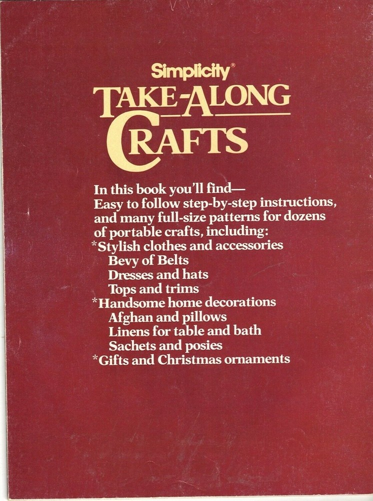 Simplicity Take Along Crafts Smocking, Quilting, Crochet, Needlepoint Patterns