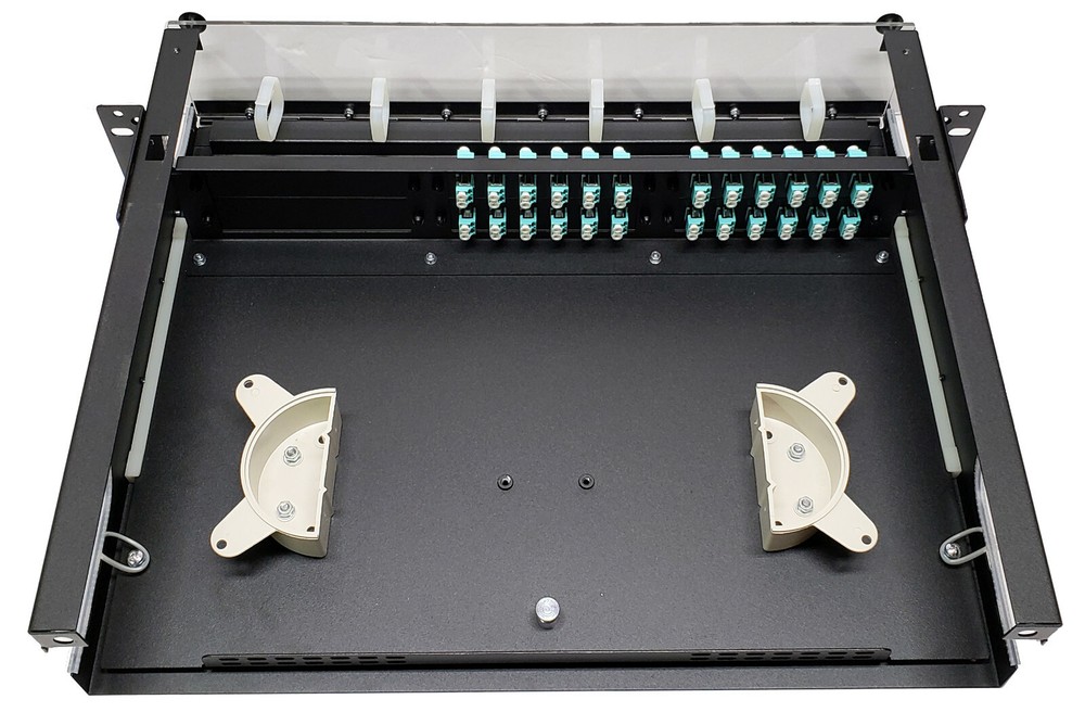 48 Fiber 2RU Rack Mount FDP Patch w/ 24 LC Duplex Aqua Adapters OM3/4 Multimode
