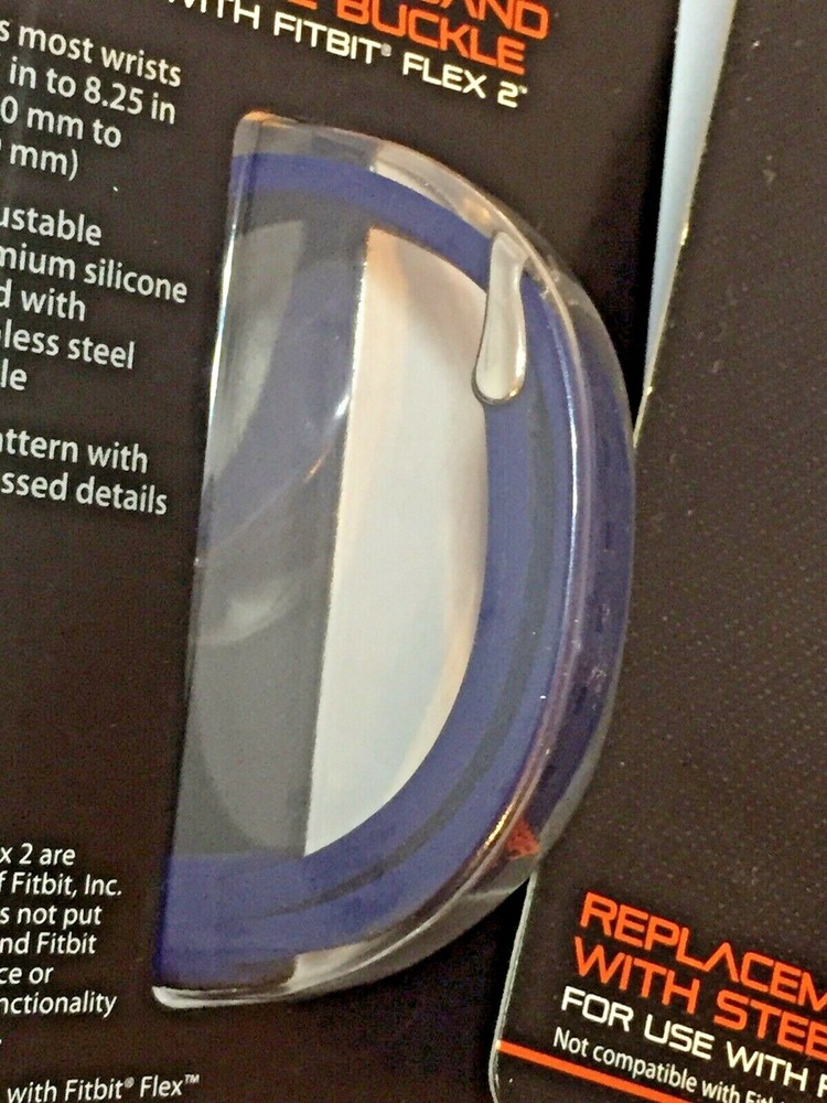 Solid Navy Blackweb REPLACEMENT Fitbit Flex 2 Band with Silver Steel Buckle NIP