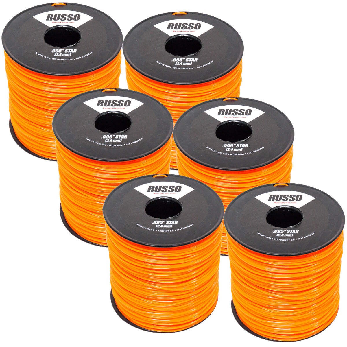 6 Raptor 5lb .095 Star Orange String Trimmer Line Crossfire Shape Fits Echo