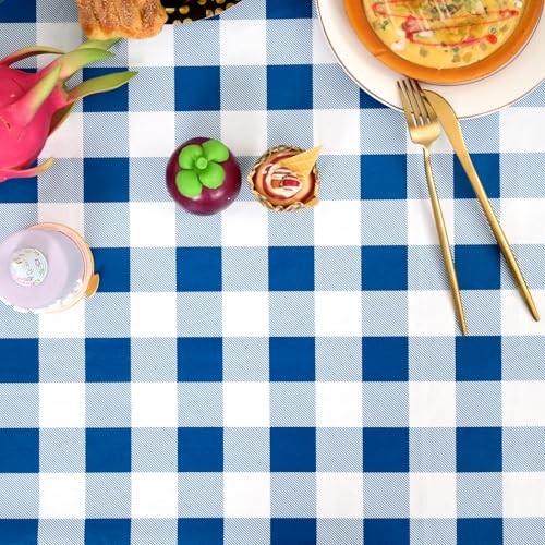 6 Pack Buffalo Rectangle Picnic Table Cloth, Elastic Fitted Vinyl Tablecloths,