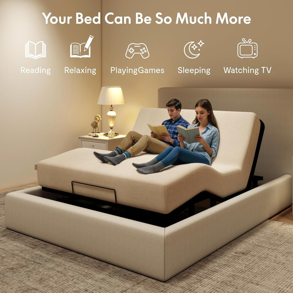 FLEXISPOT Adjustable Bed Frame Base Queen Size,Segmented Design,Easy Assemble,Ox