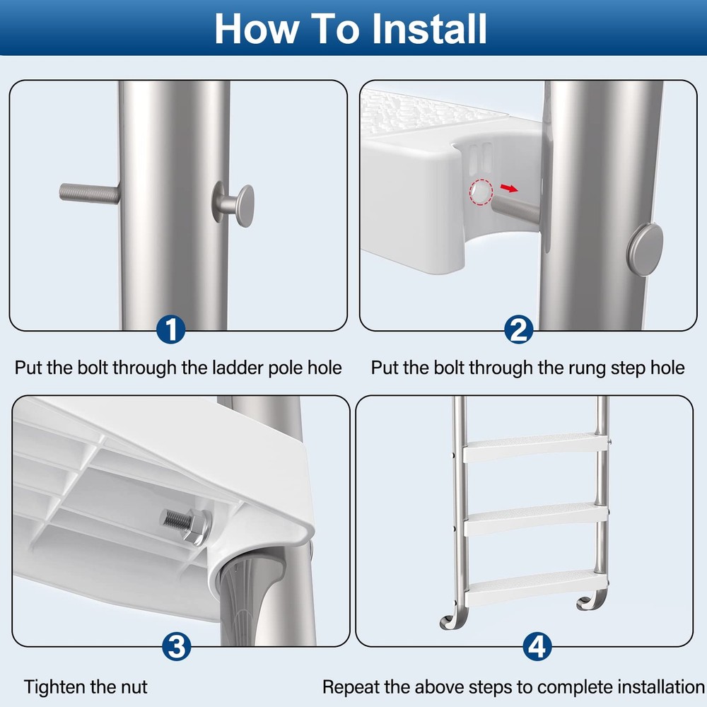 Goovilla Pool Ladder Steps Replacement (3-Pack) 18" Heavy-Duty Plastic