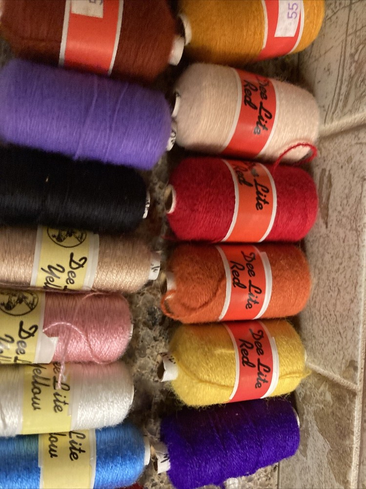 DEE LITE Red Label Punch Needle Thread Spools All Different Colors.
