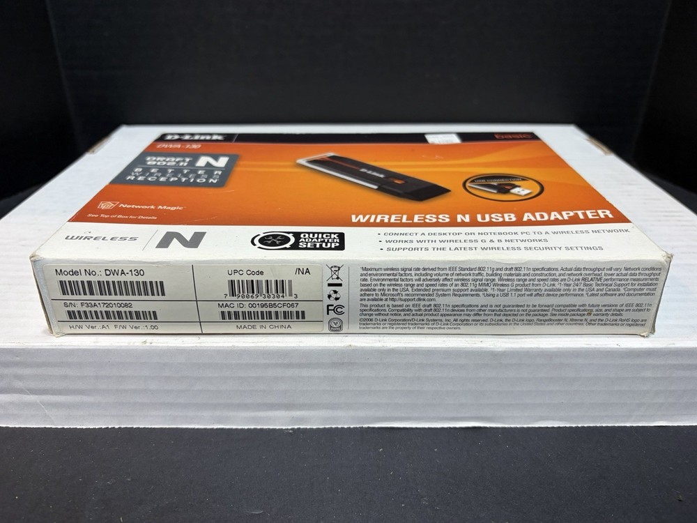 D-Link DWA-130 Wireless N USB Adapter New