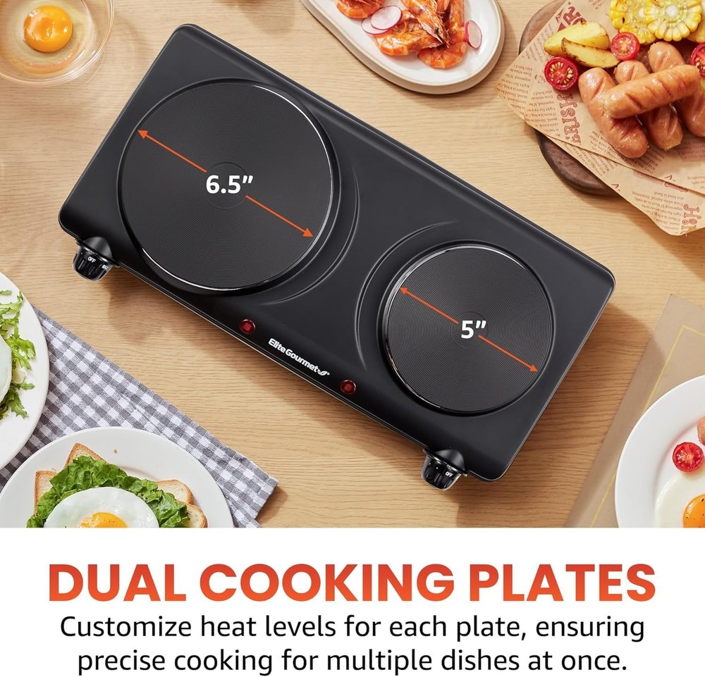 Compact Double Cast Iron Electric Hot Plate with Adjustable Temperature Control