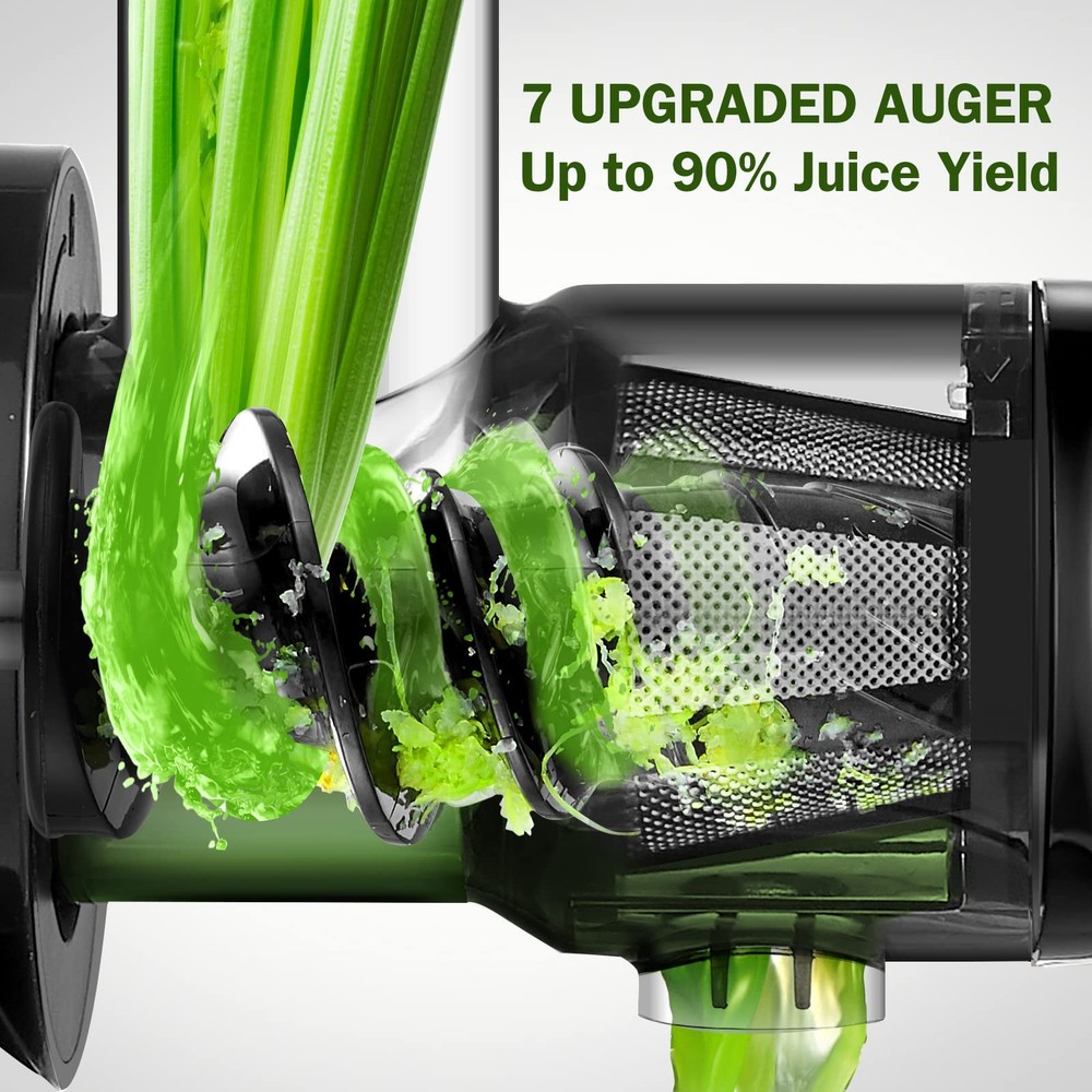 Cold Press Masticating Juicer Machine - 90% Yield Reverse System, Quiet Motor...