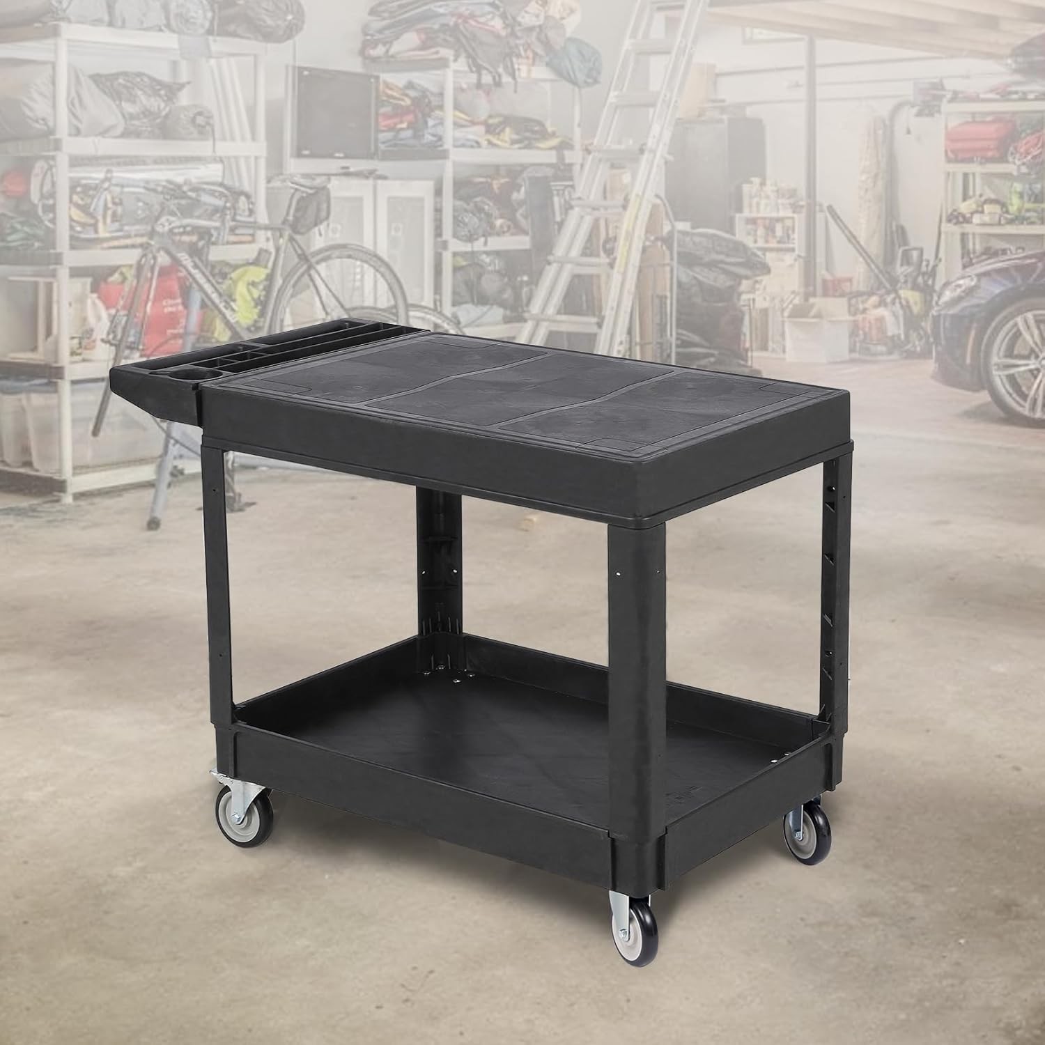 Heavy Duty Plastic Utility Service Cart Flat top 45.8 x 25 Inch Work Cart 550lb