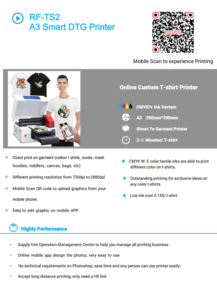 Refinecolor RF-TS2 DTG Printer Business Starter Bundle USA Tech Support