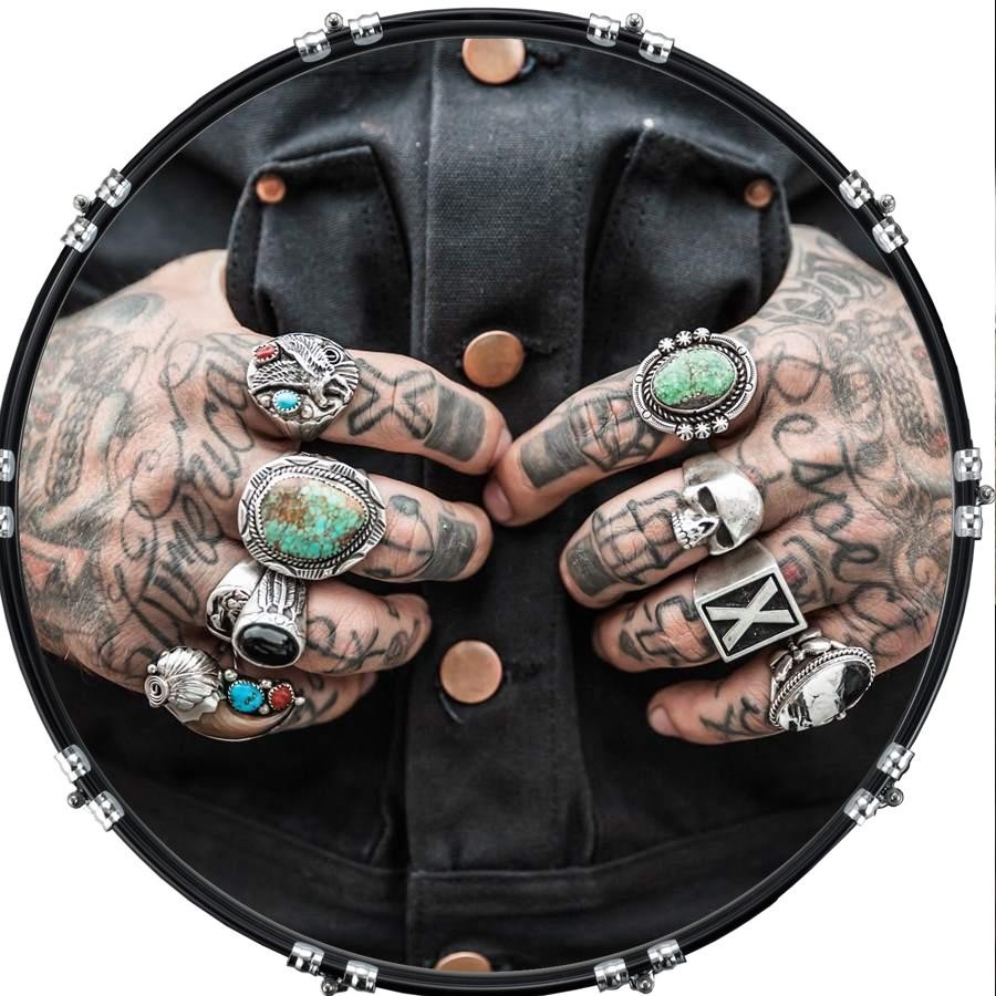 Custom 22" Kick Bass Drum Head Graphical Image Front Skin Hands 1