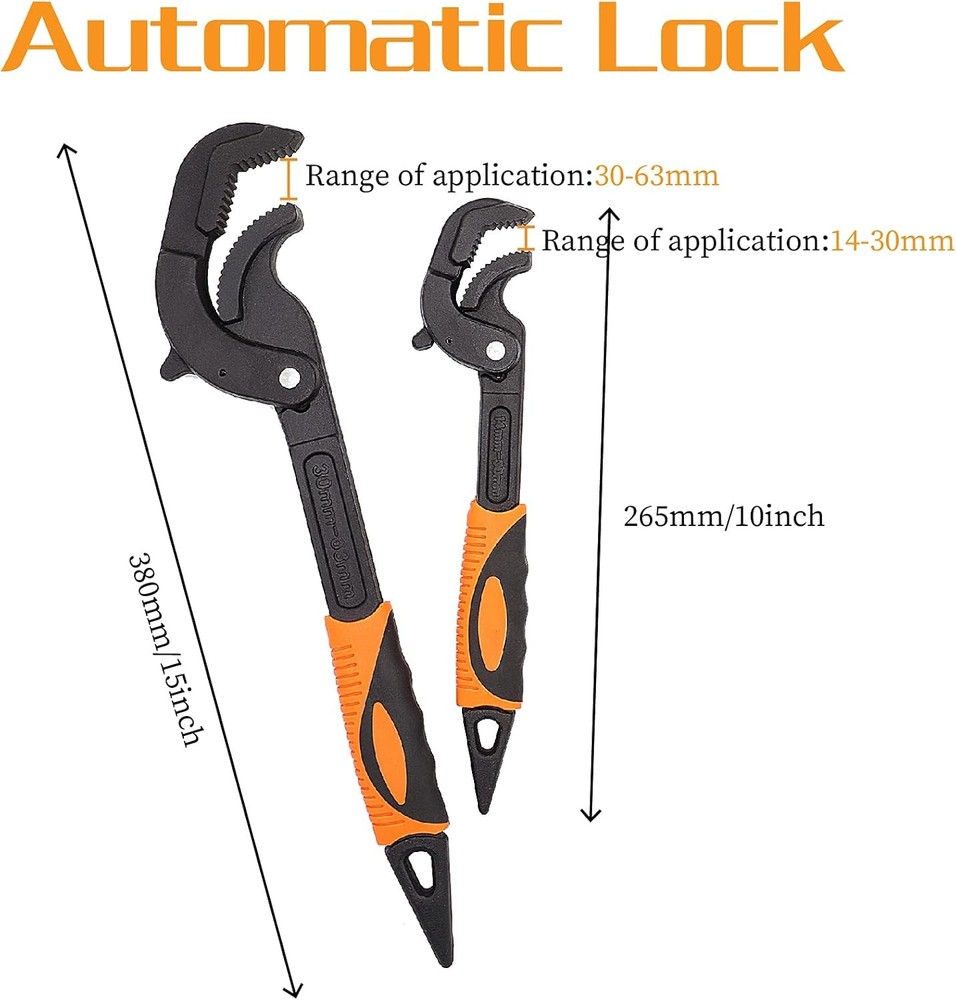 4 Pcs Multi-function Universal Wrench Set Self Adjusting, Pipe Wrench