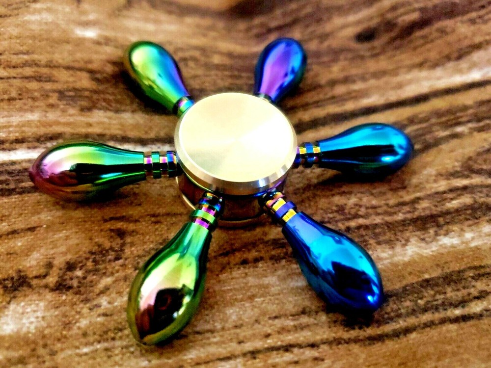 Rainbow Bowling Pins Solid Brass Fidget Spinner Toy Good Quality ADHD Focus EDC