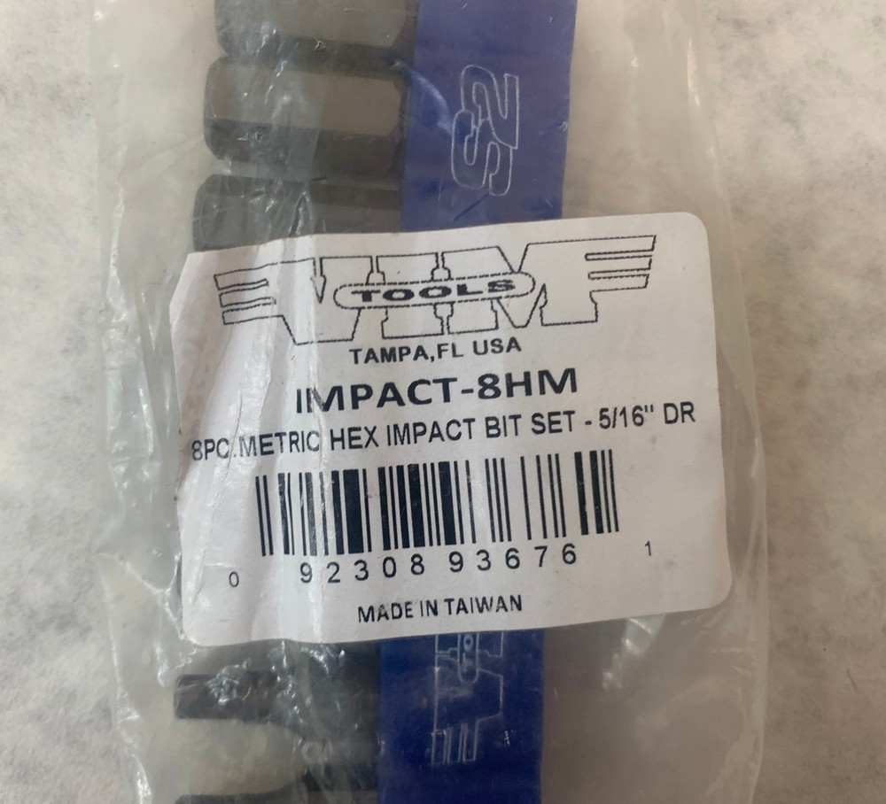 Vim Tools Impact-8HM 8pc Metric Hex Impact Bit Set 5/16" Drive