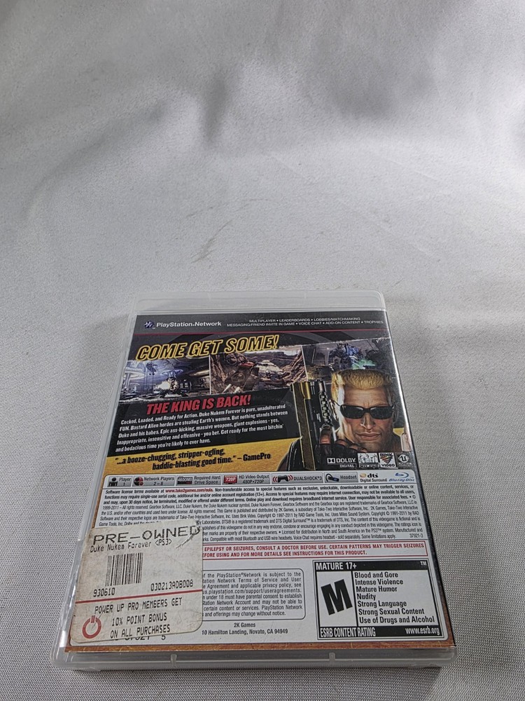 Duke Nukem Forever (Sony PlayStation 3, 2011) Case And Inserts Only