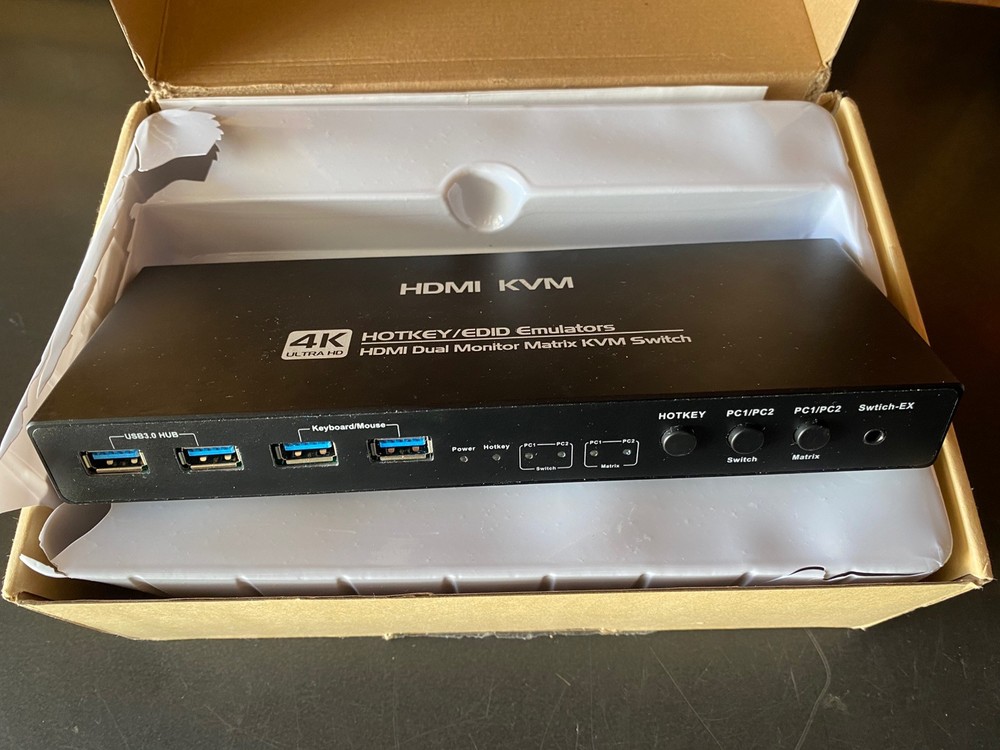 HDMI kvm Switch 2 Monitors 2 Computers edid Emulator 2k 144hz Extended Display