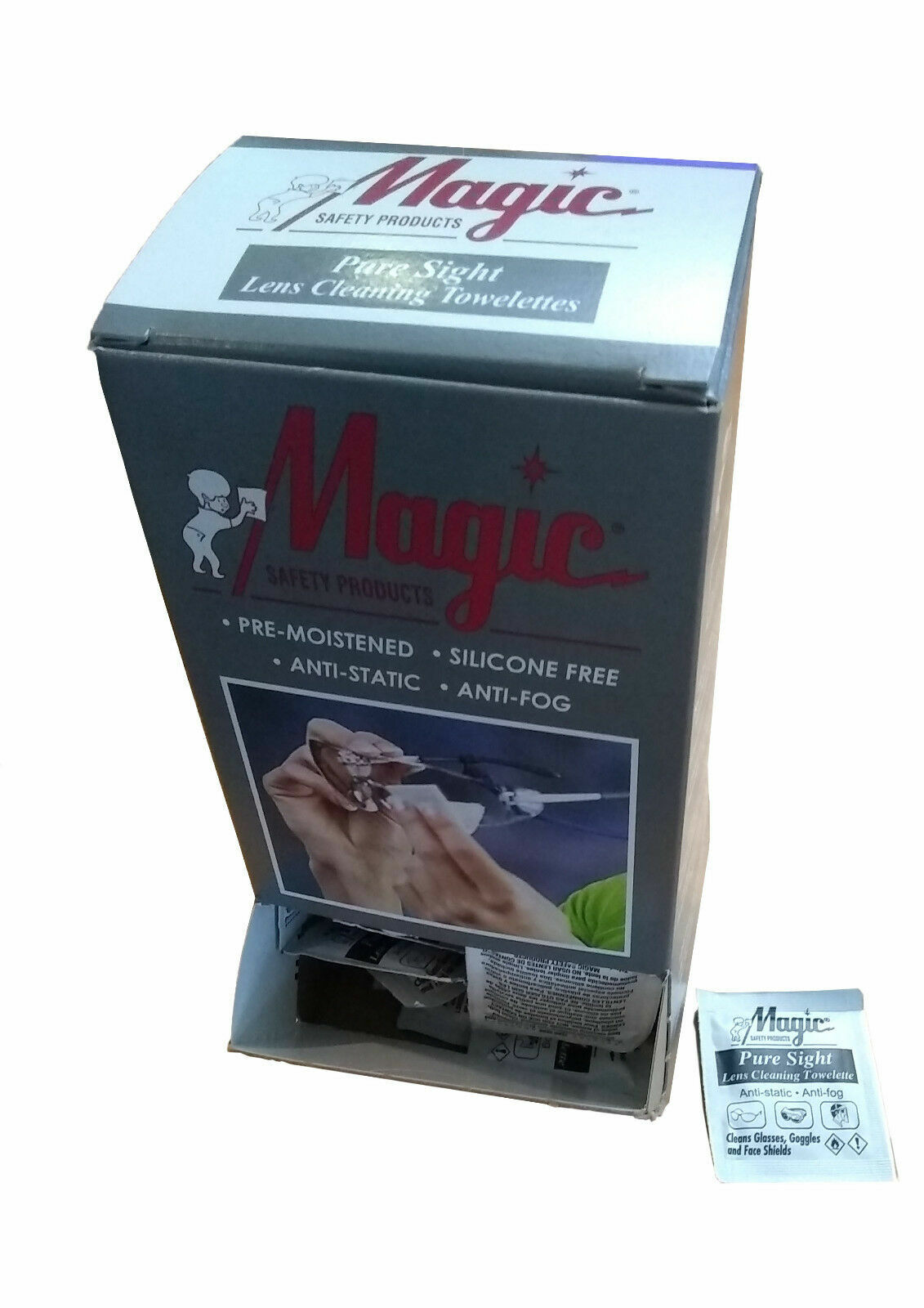 Magic Safety Lens Cleaning Towelettes Anti-fog & Anti-Stati 100/Box - MS93165